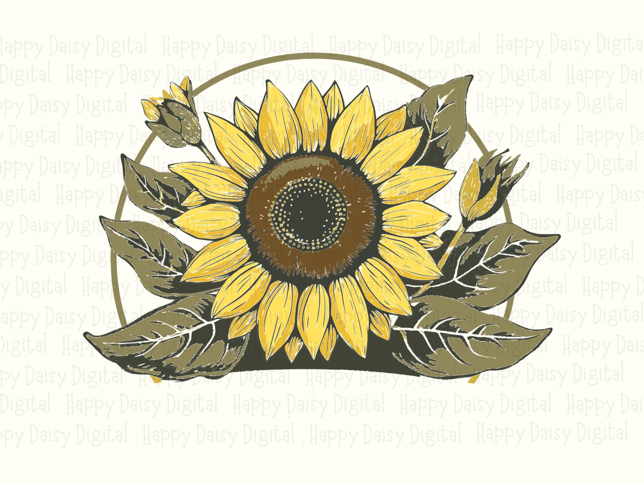 Vintage Sunflower Badge PNG SVG | Sublimation Commercial Use POD - Image 2