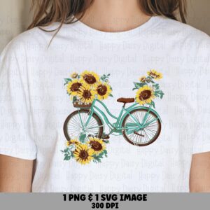 Sunflower Bicycle PNG SVG | Sublimation Commercial Use POD