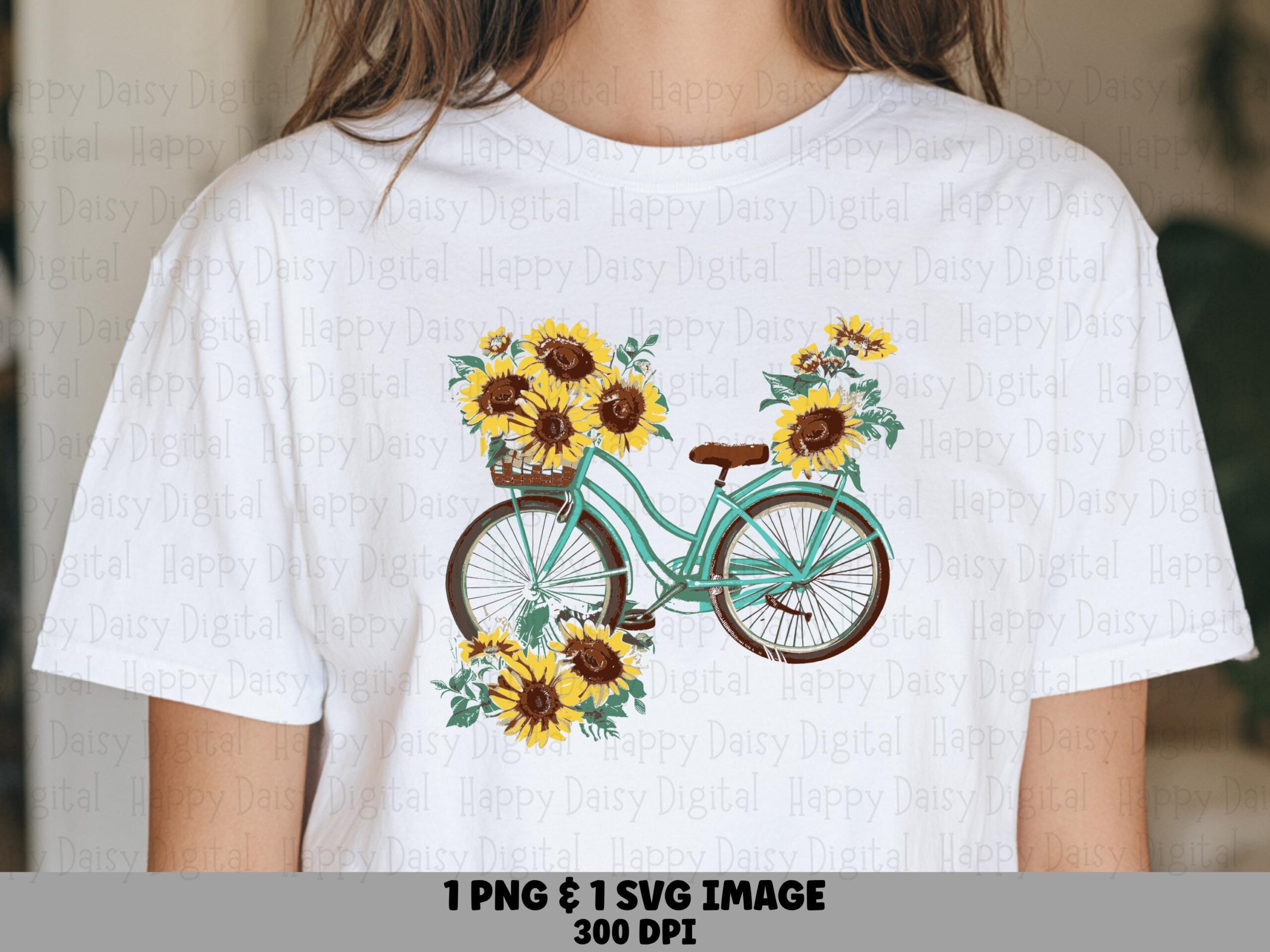 Sunflower Bicycle PNG SVG | Sublimation Commercial Use POD
