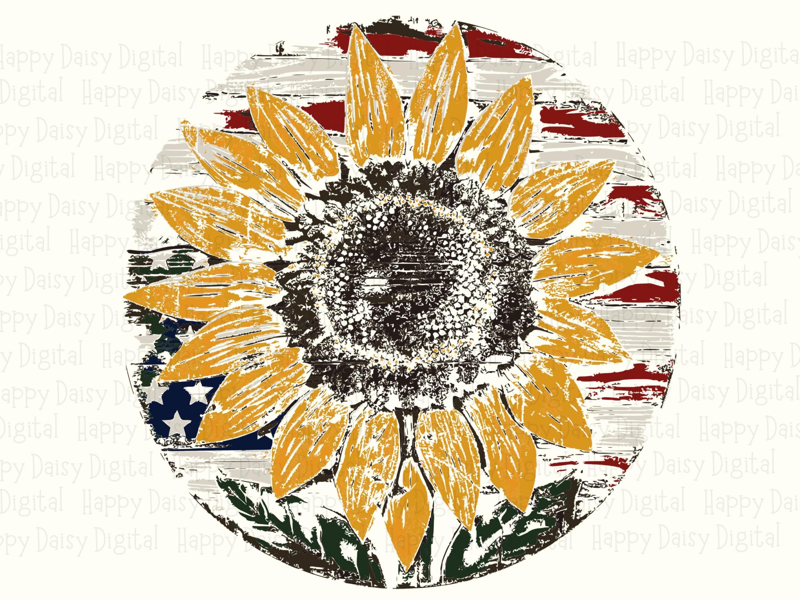 Patriotic Sunflower Flag PNG SVG | Sublimation Commercial Use POD - Image 2