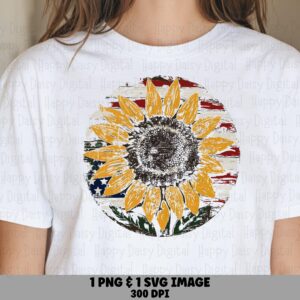 Patriotic Sunflower Flag PNG SVG | Sublimation Commercial Use POD