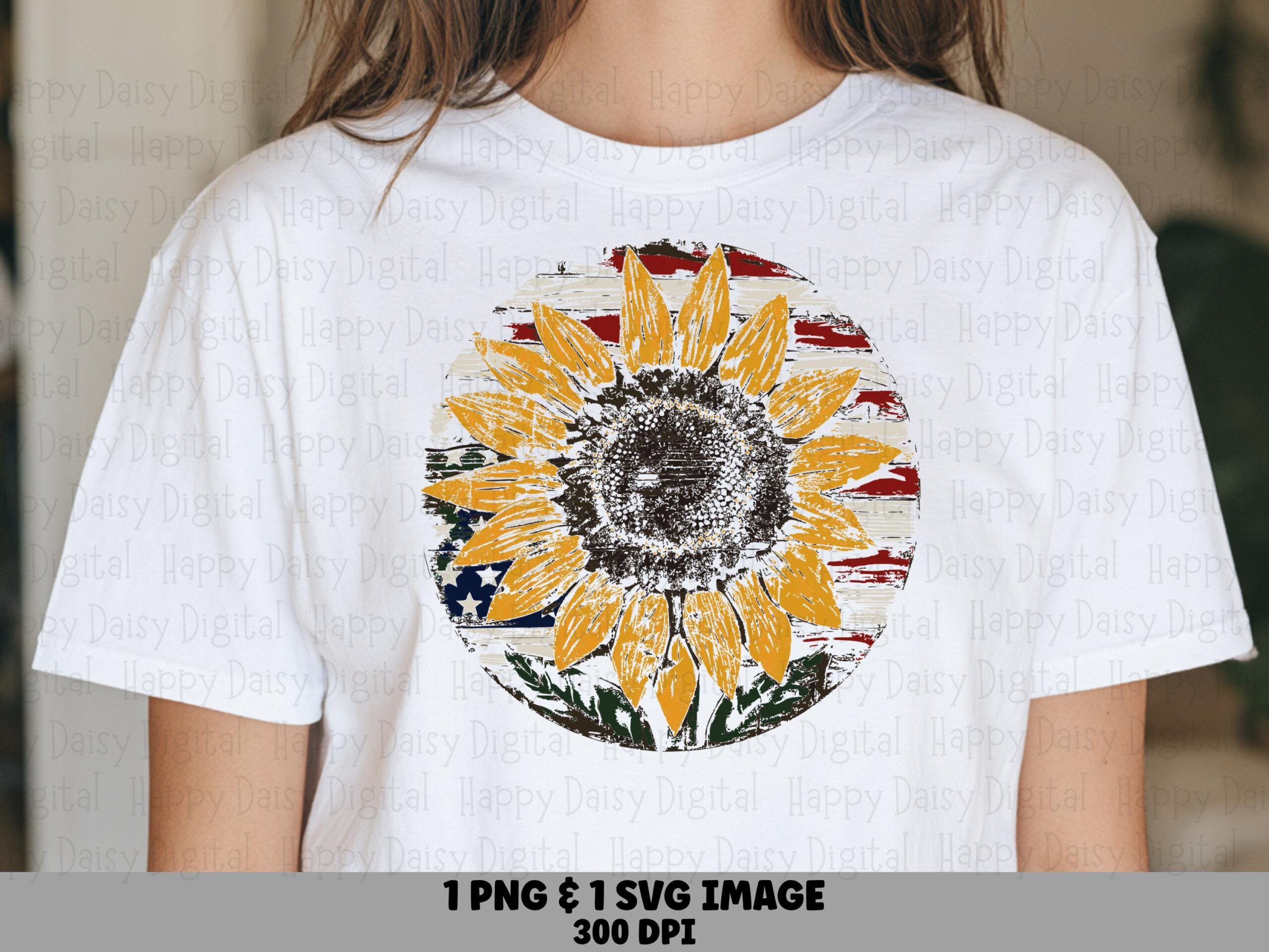 Patriotic Sunflower Flag PNG SVG | Sublimation Commercial Use POD