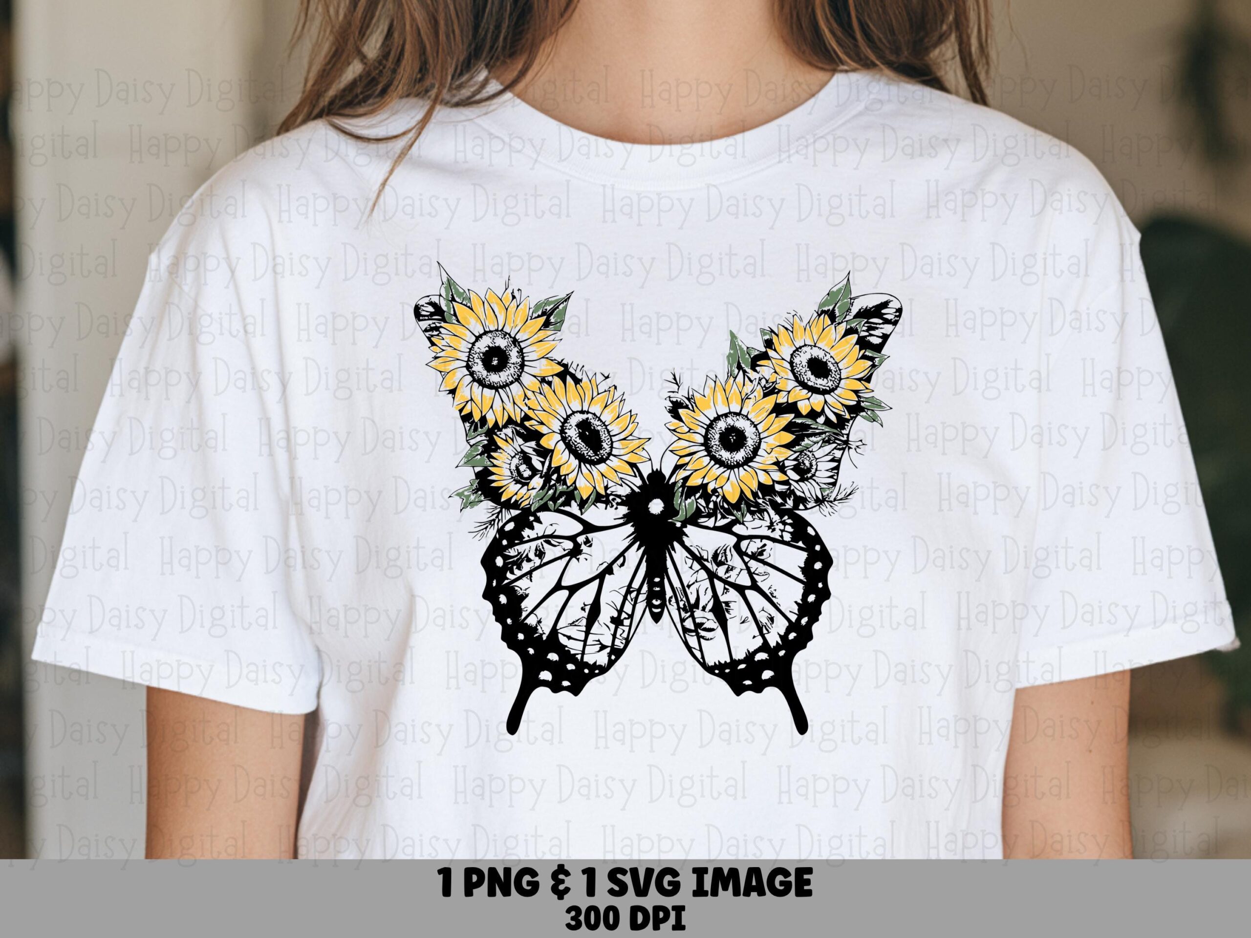 Sunflower Butterfly PNG SVG | Sublimation Commercial Use POD