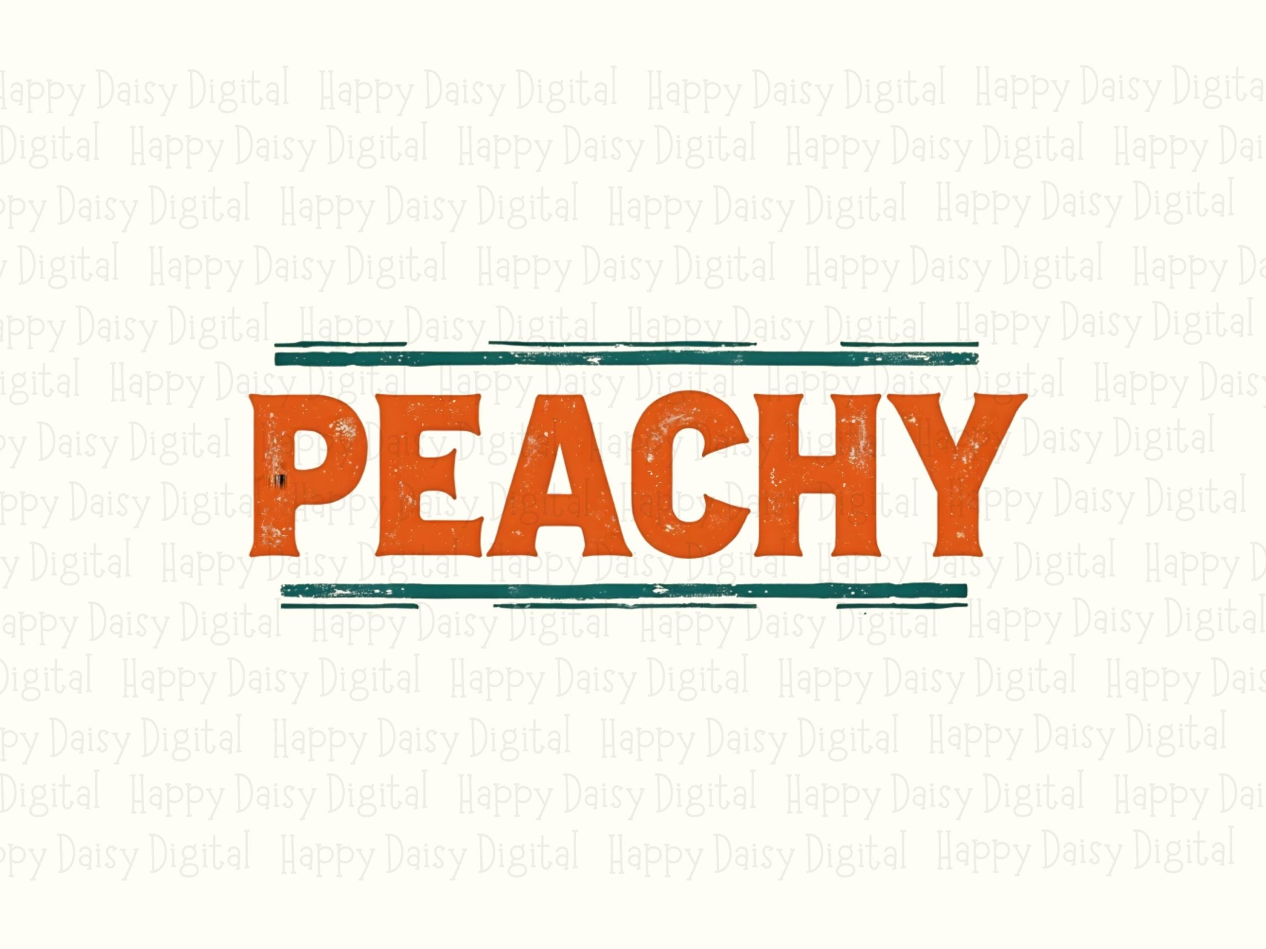 Peachy Text, Bold Orange Block Typography PNG | Teal Underline Accent, Sublimation Graphic | 300 DPI Commercial License - Image 2