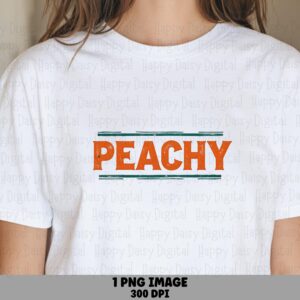 Peachy Text, Bold Orange Block Typography PNG | Teal Underline Accent, Sublimation Graphic | 300 DPI Commercial License
