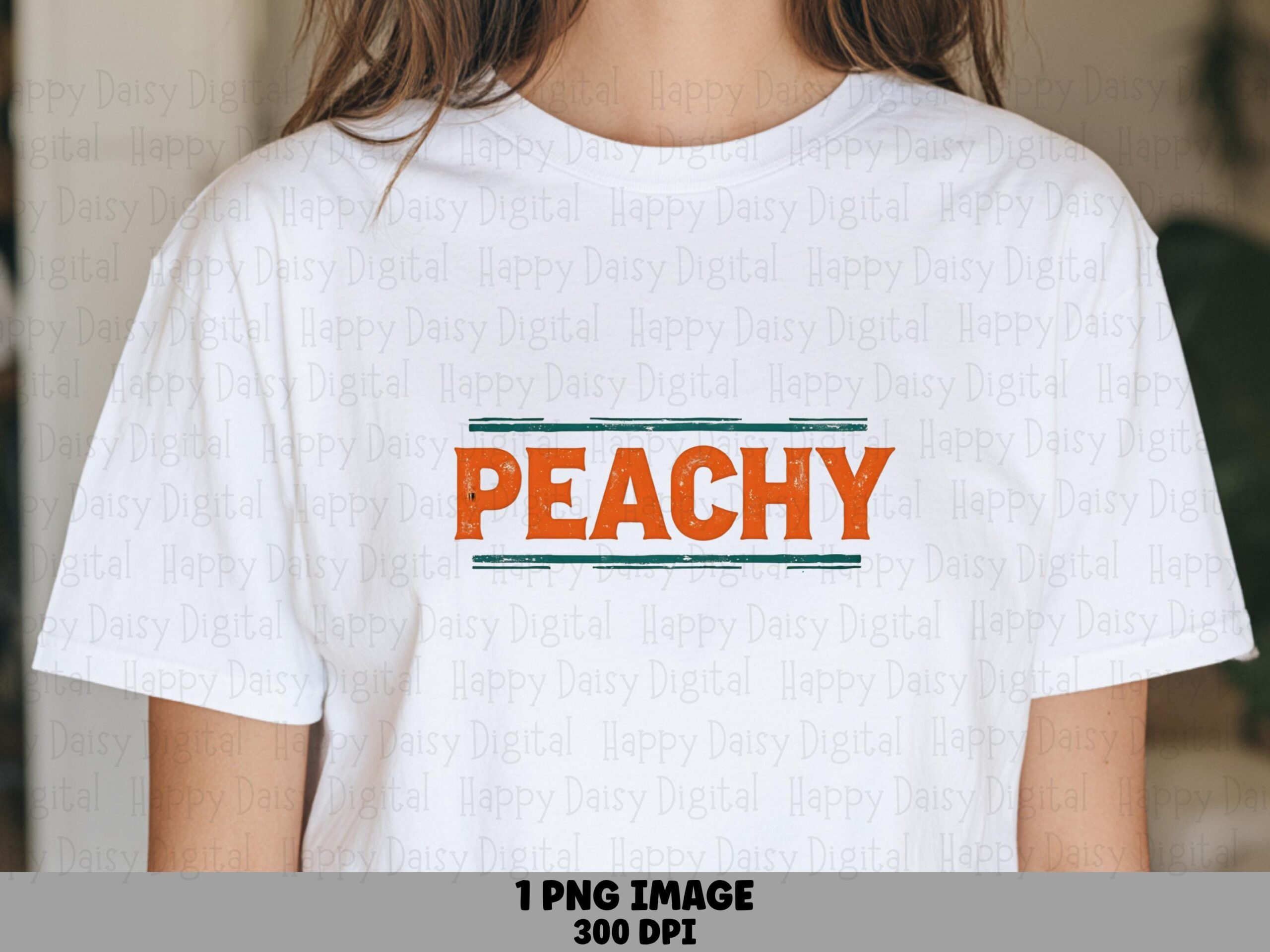 Peachy Text, Bold Orange Block Typography PNG | Teal Underline Accent, Sublimation Graphic | 300 DPI Commercial License