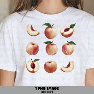 Peach Grid, Fruit Clipart PNG | Transparent 300 DPI, Sublimation, Commercial License - 3x3 Array