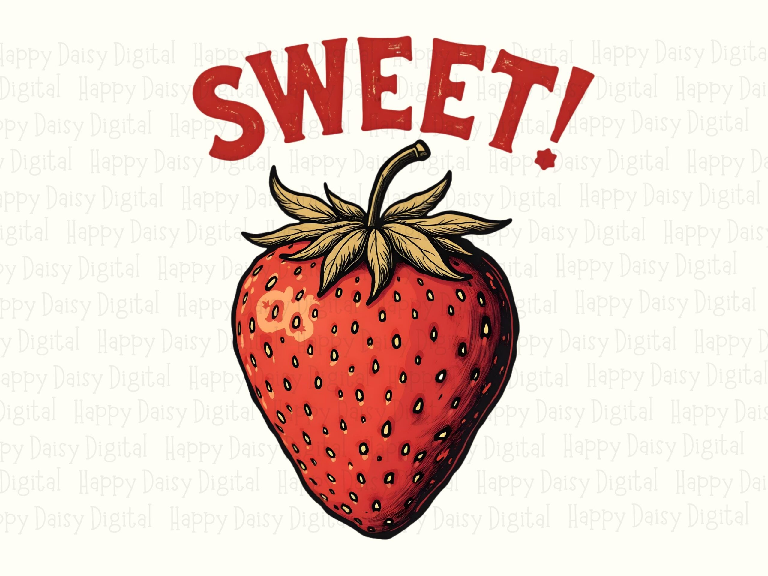 Sweet Strawberry, Cute Fruit Clipart PNG | Sublimation For POD, Commercial Use, Red Graphic, Bold Lettering, 300 DPI - Image 2