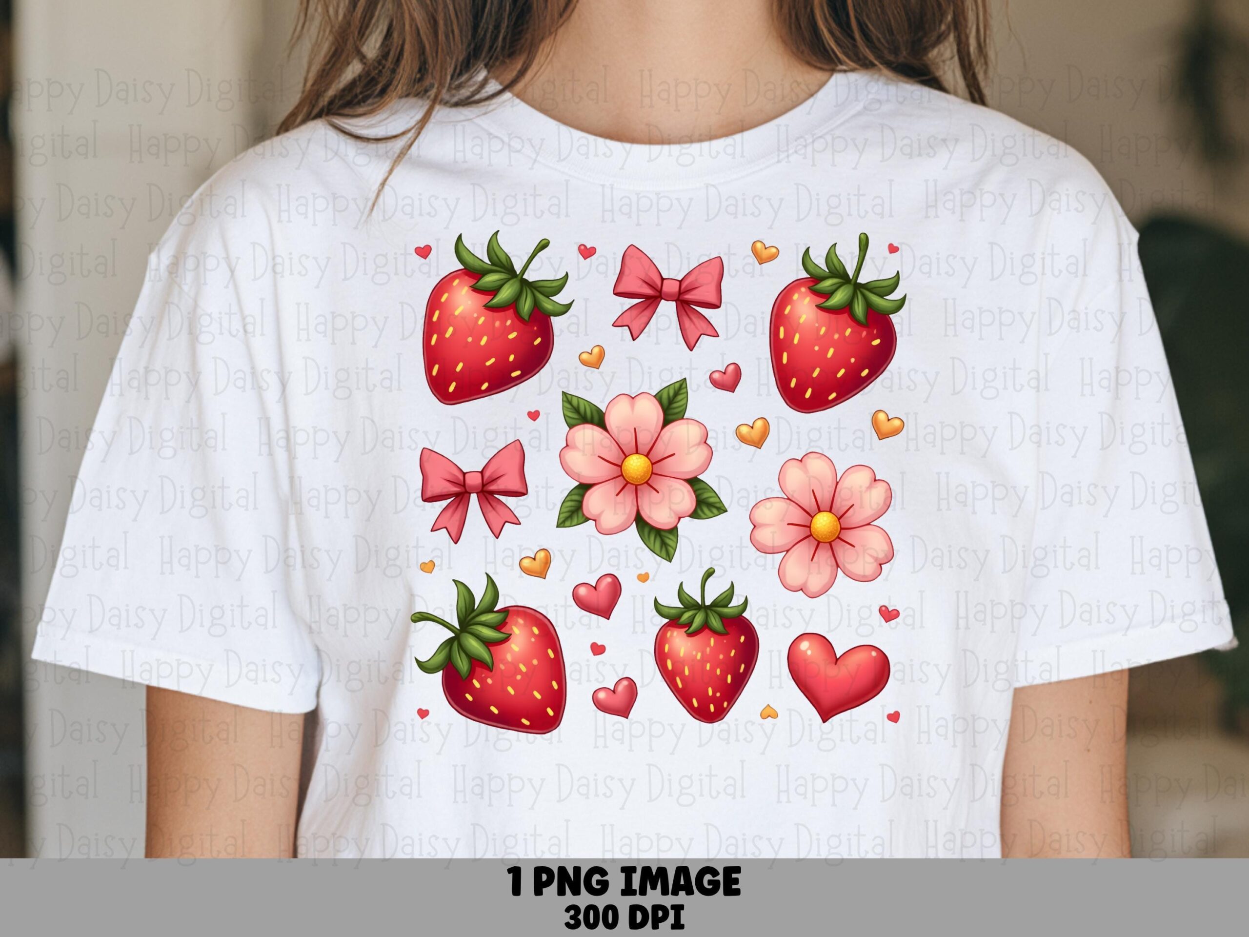 Strawberry Bows, Girly Fruit Clipart PNG | Sublimation Commercial Use, Print-Ready 300 DPI, Transparent