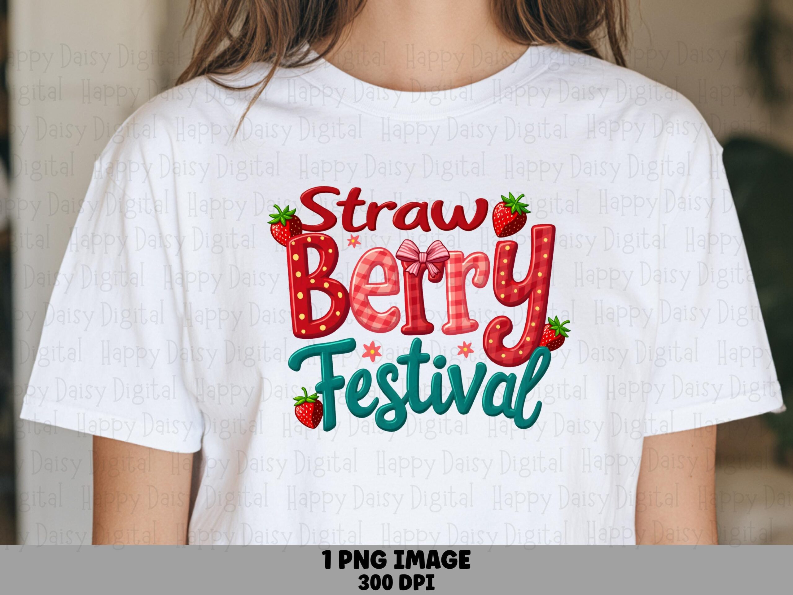 Strawberry Festival, Retro Berry PNG, Sublimation Commercial License | 300DPI | POD Clipart, Bow Accent