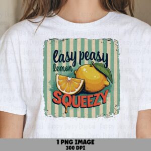 Lemon Squeezy, Vintage Green-Striped Sign PNG | Sublimation Commercial Use | 300 DPI Transparent