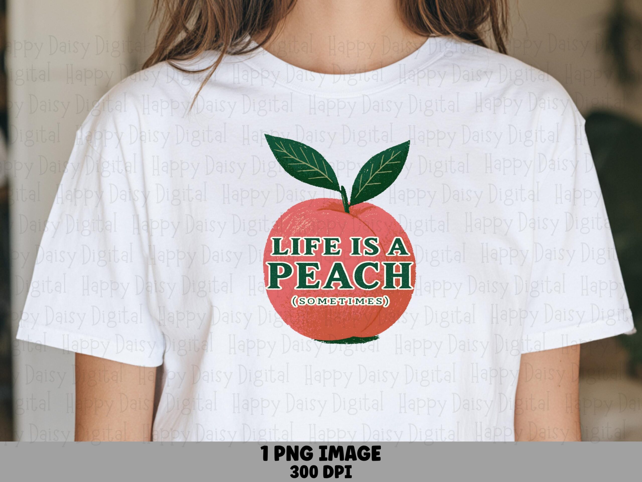 Life Is A Peach, Retro Fruit PNG For POD Sellers | Sublimation Commercial Use | 300 DPI, Transparent Background
