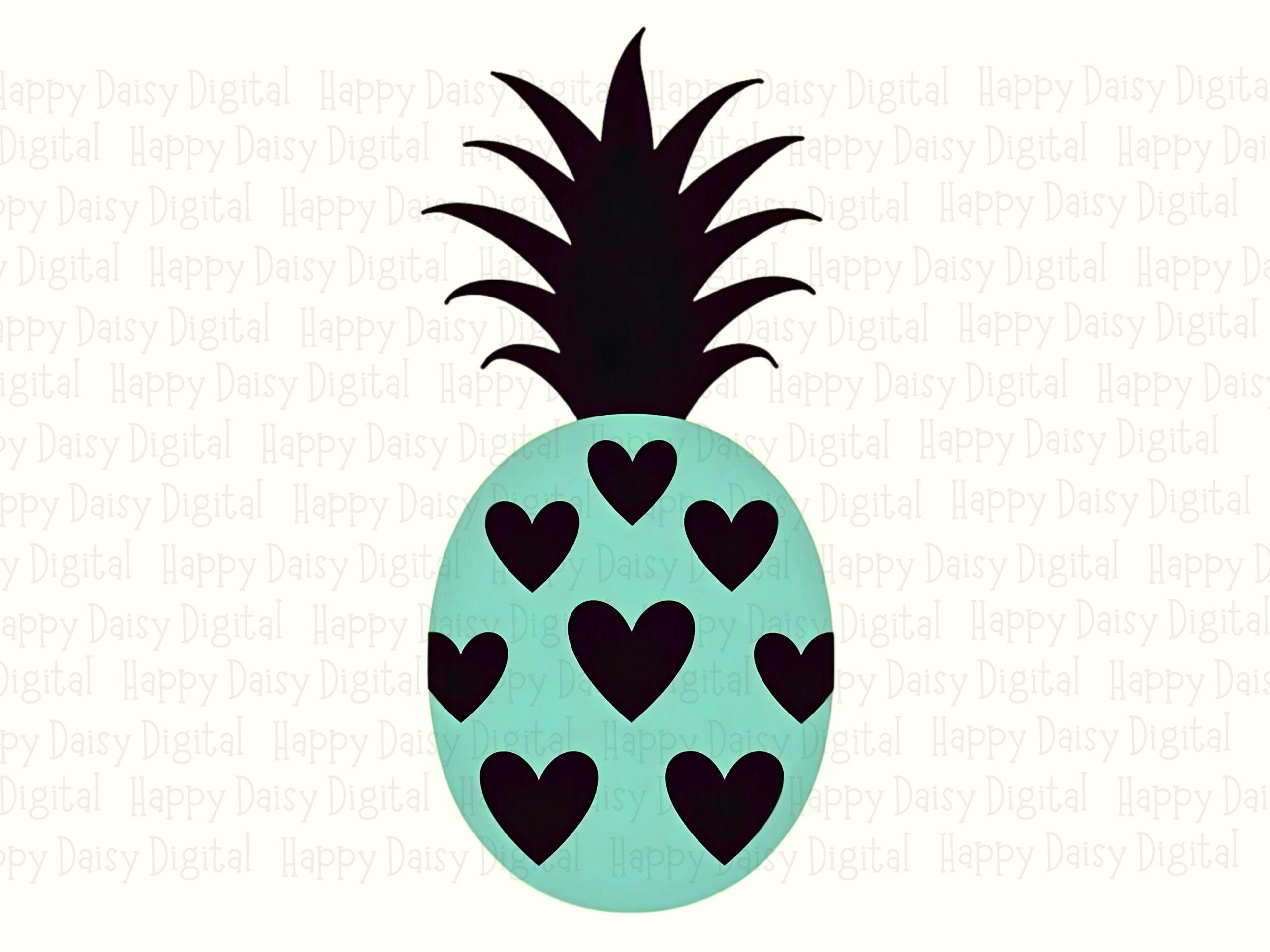 Heart Pineapple, Mint Sublimation PNG | Commercial License | 300 DPI, Transparent Background - Image 2