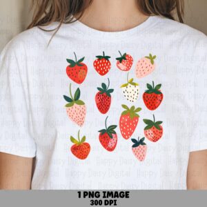 Strawberry Sketch, Hand-Drawn PNG | Sublimation Printable, Commercial License - 300 DPI