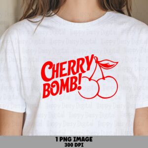 Cherry Bomb, Retro Fruit Sublimation PNG | 300 DPI Transparent Background | Commercial License