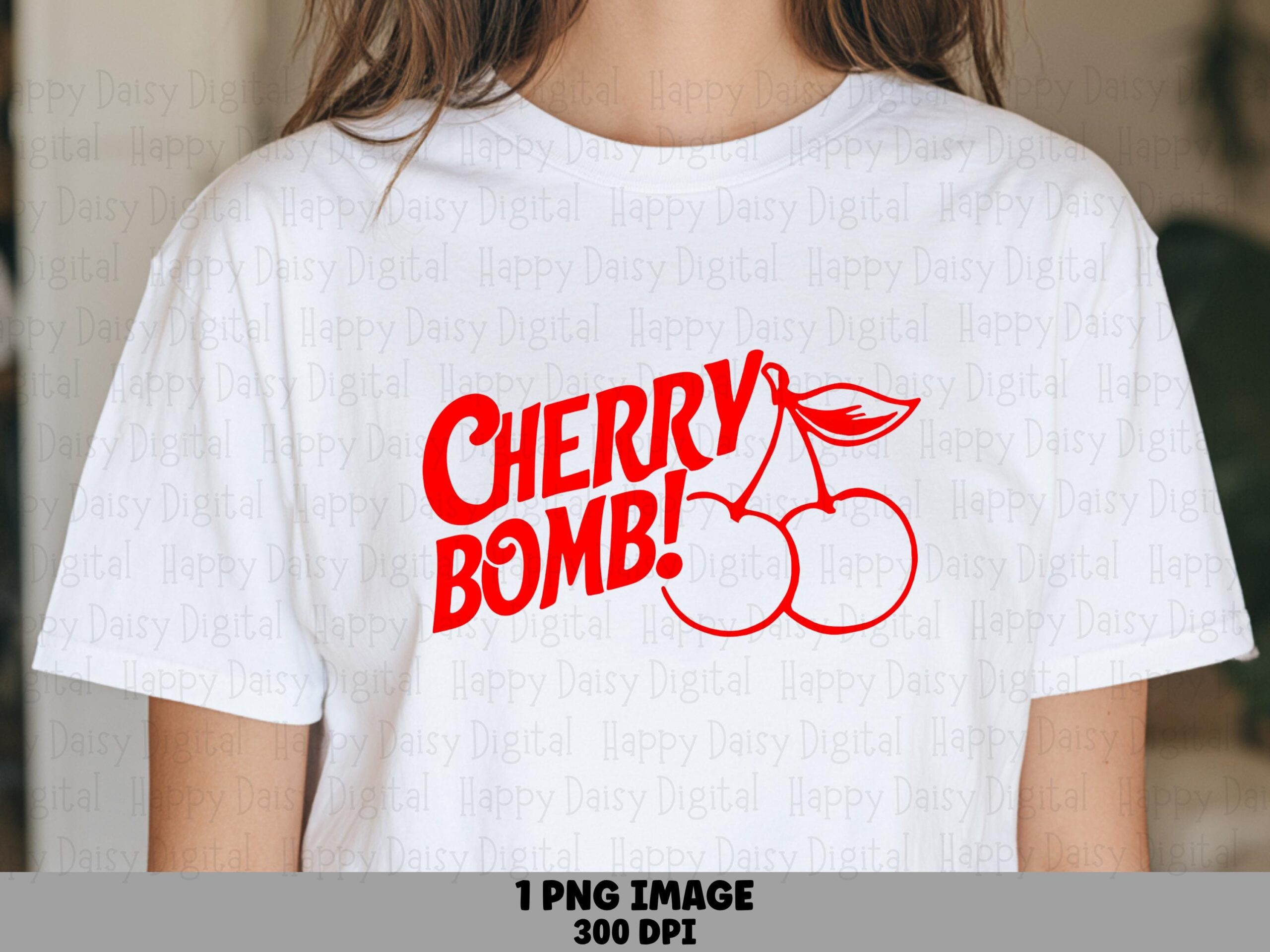 Cherry Bomb, Retro Fruit Sublimation PNG | 300 DPI Transparent Background | Commercial License
