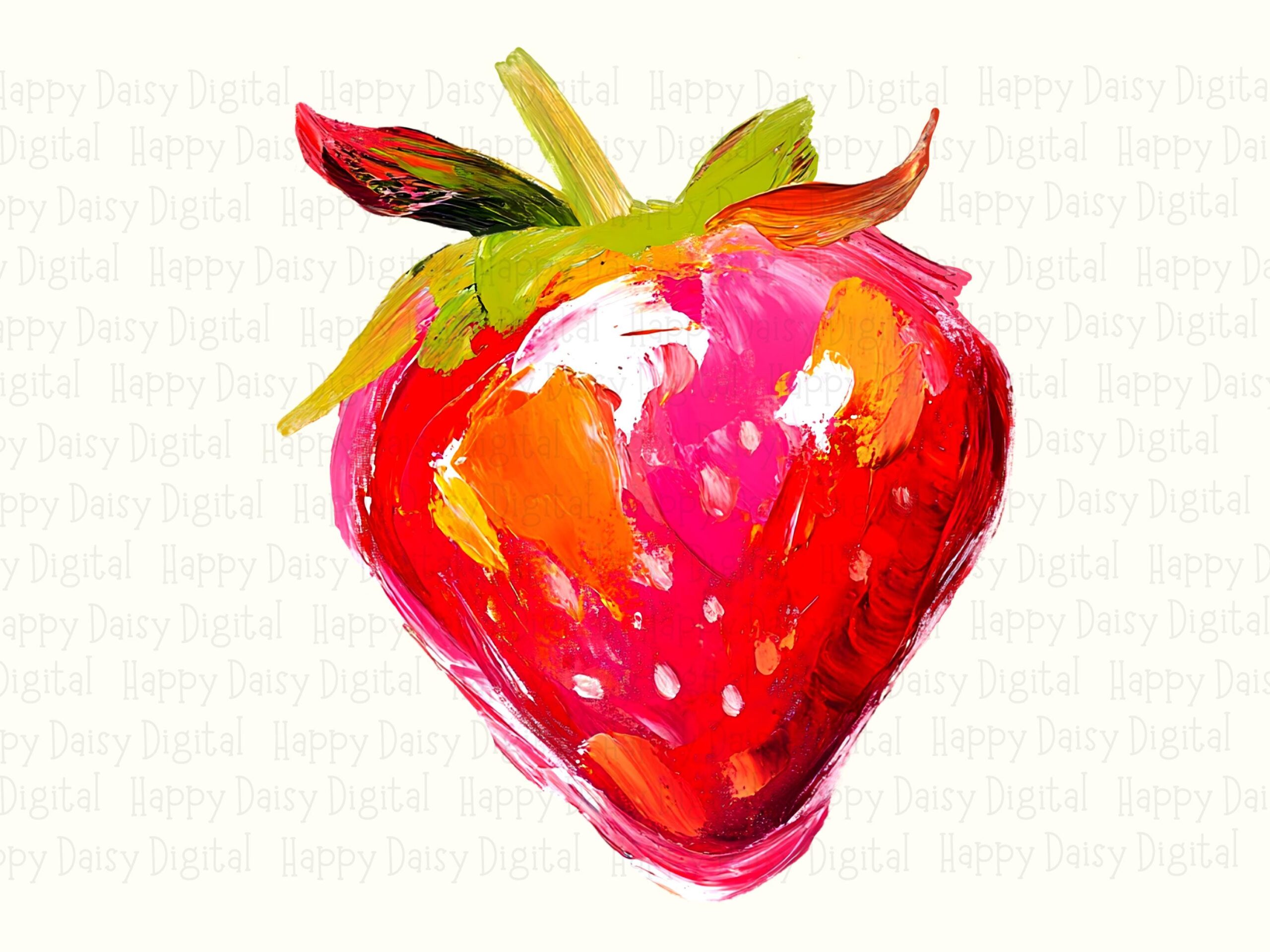 Painted Strawberry, Impressionist Watercolor PNG | Sublimation Commercial Use | Print-Ready 300 DPI - Image 2