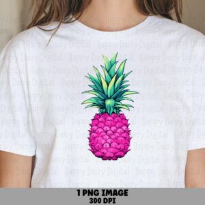 Pink Pineapple, Tropical Clipart PNG | Sublimation Design, Commercial Use, For POD Sellers, 300 DPI