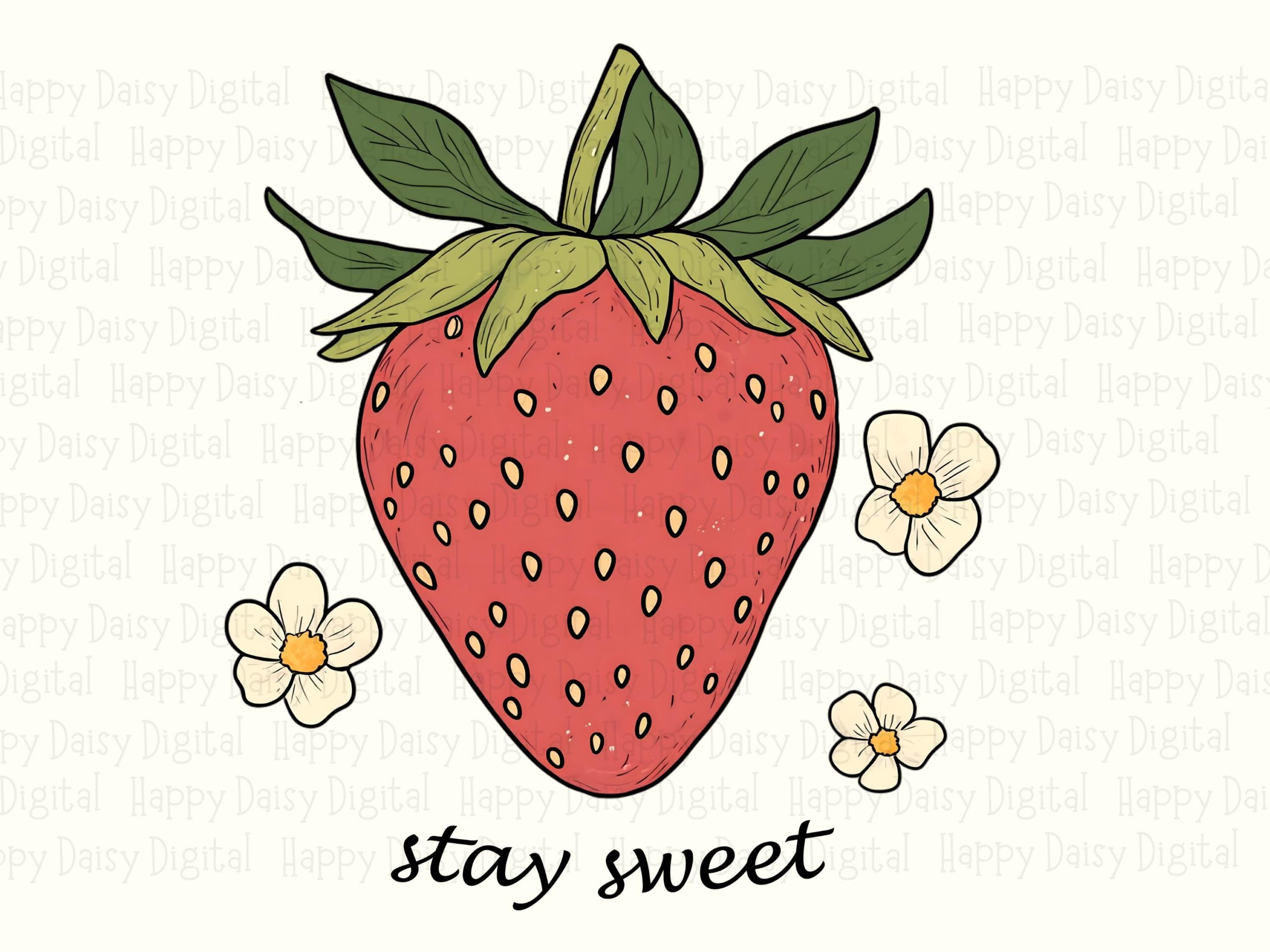 Stay Sweet, Strawberry Quote PNG | Sublimation Commercial Use | 300 DPI, Transparent Background, Clipart - Image 2