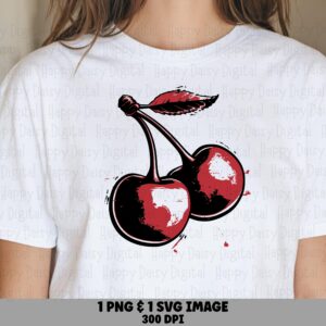 Grunge Cherries, Splatter Cherry PNG + SVG | Sublimation Design, 300 DPI - Commercial Use License