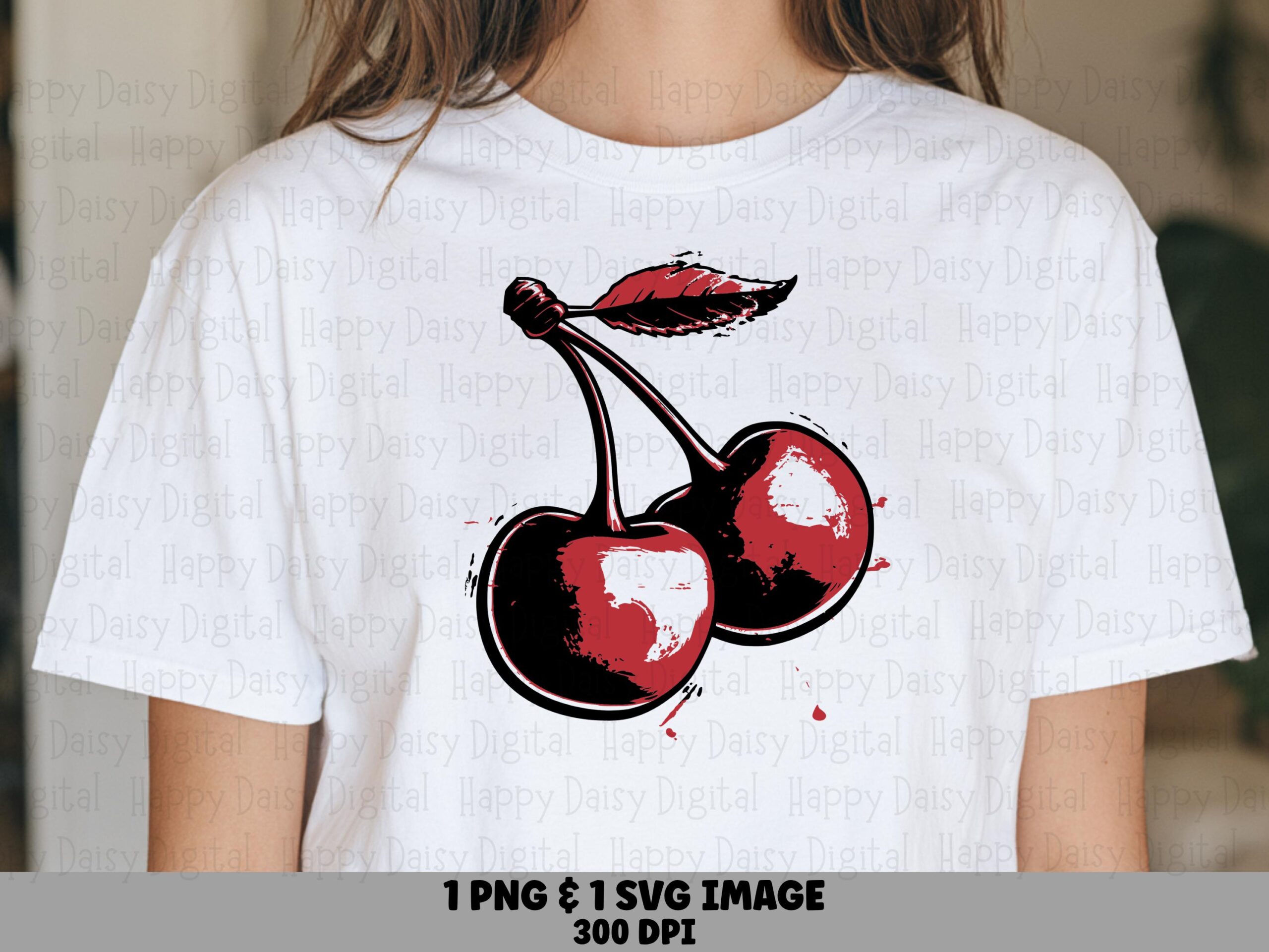 Grunge Cherries, Splatter Cherry PNG + SVG | Sublimation Design, 300 DPI - Commercial Use License