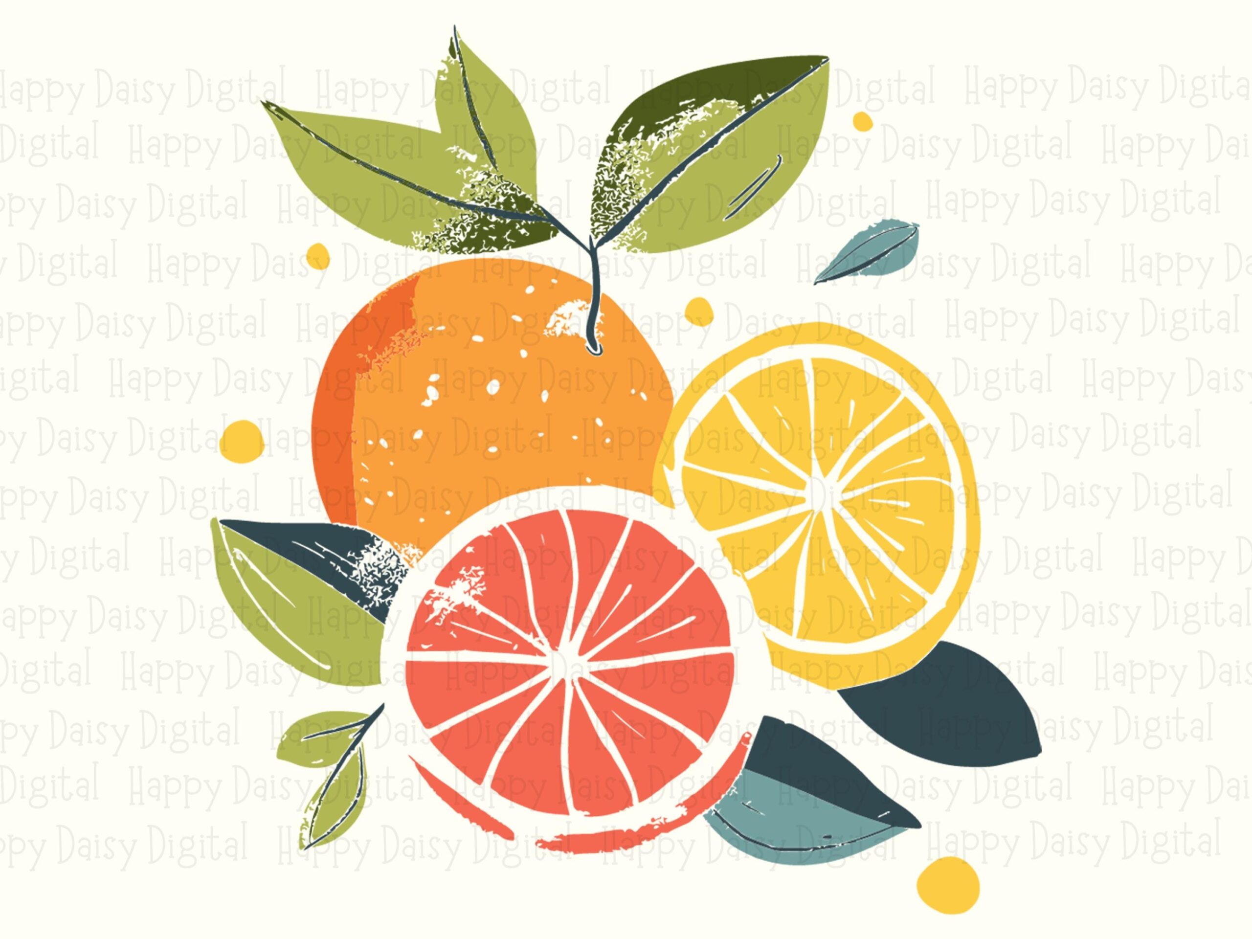 Citrus Trio, Watercolor Painted Clipart PNG SVG Files | Digital Sublimation Art | 300 DPI, Commercial Use - Image 2