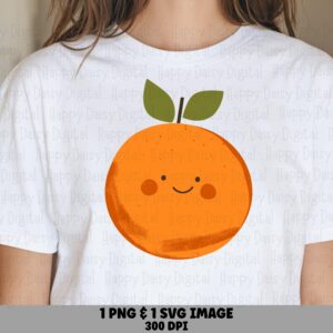 Mandarin Face, Kawaii Smiling Orange Clipart | PNG & SVG Files, Sublimation Ready, Commercial License Included
