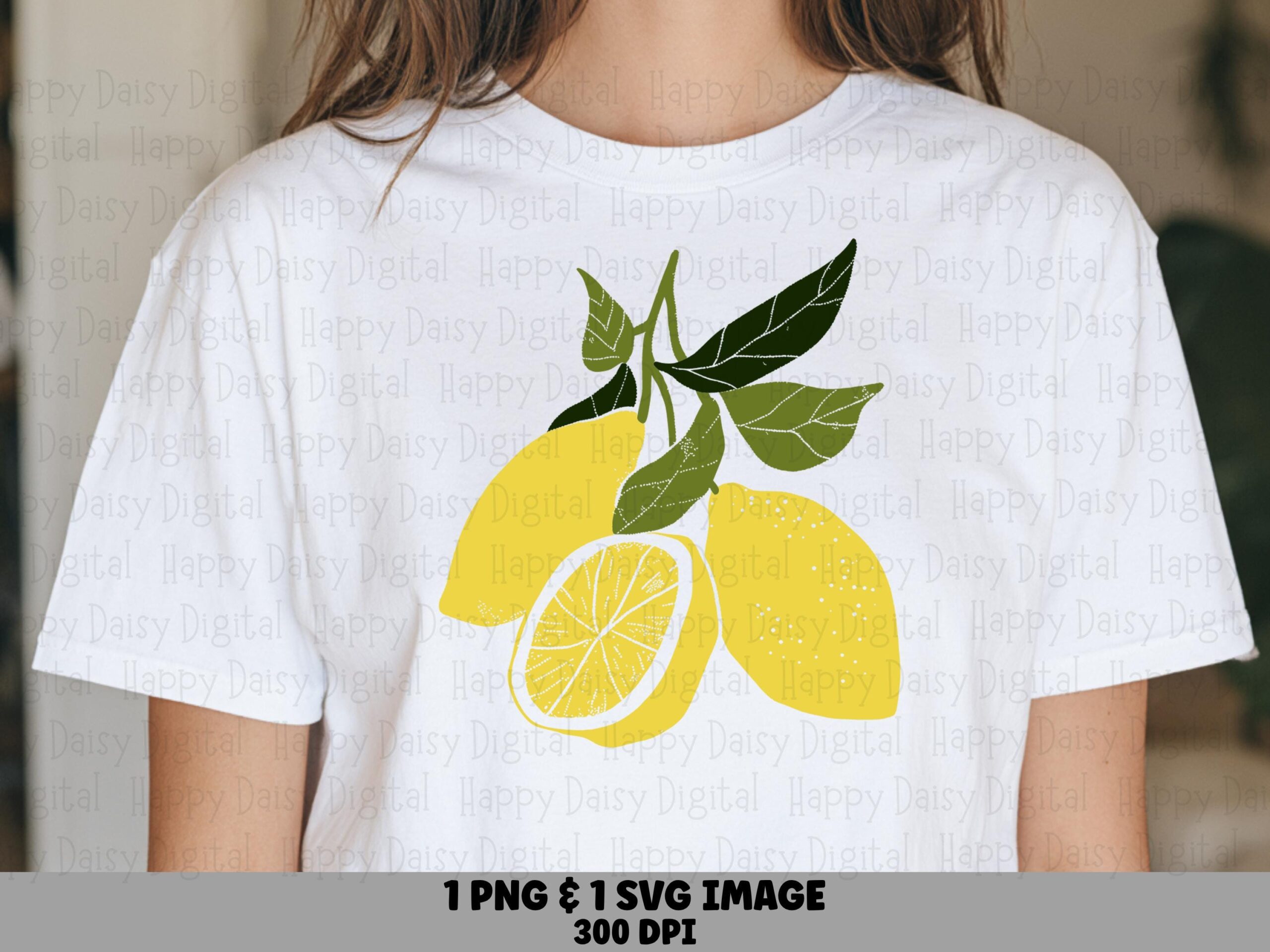 Lemon Branch, Botanical Citrus Clipart For POD Sellers - PNG & SVG Files | 300 dpi, Sublimation, Commercial Use