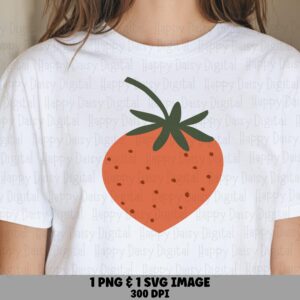 Heart Strawberry, Retro Orange Design Digital Clipart | PNG & SVG, 300 DPI - Sublimation, Commercial Use