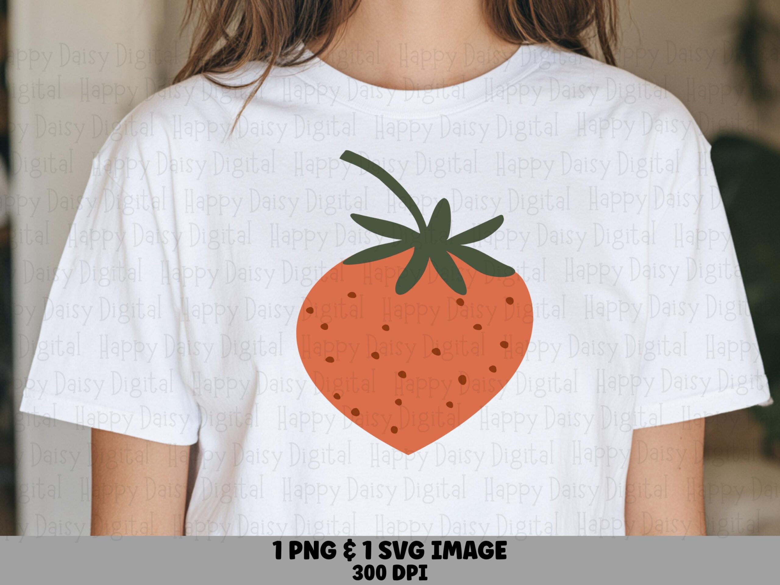 Heart Strawberry, Retro Orange Design Digital Clipart | PNG & SVG, 300 DPI - Sublimation, Commercial Use
