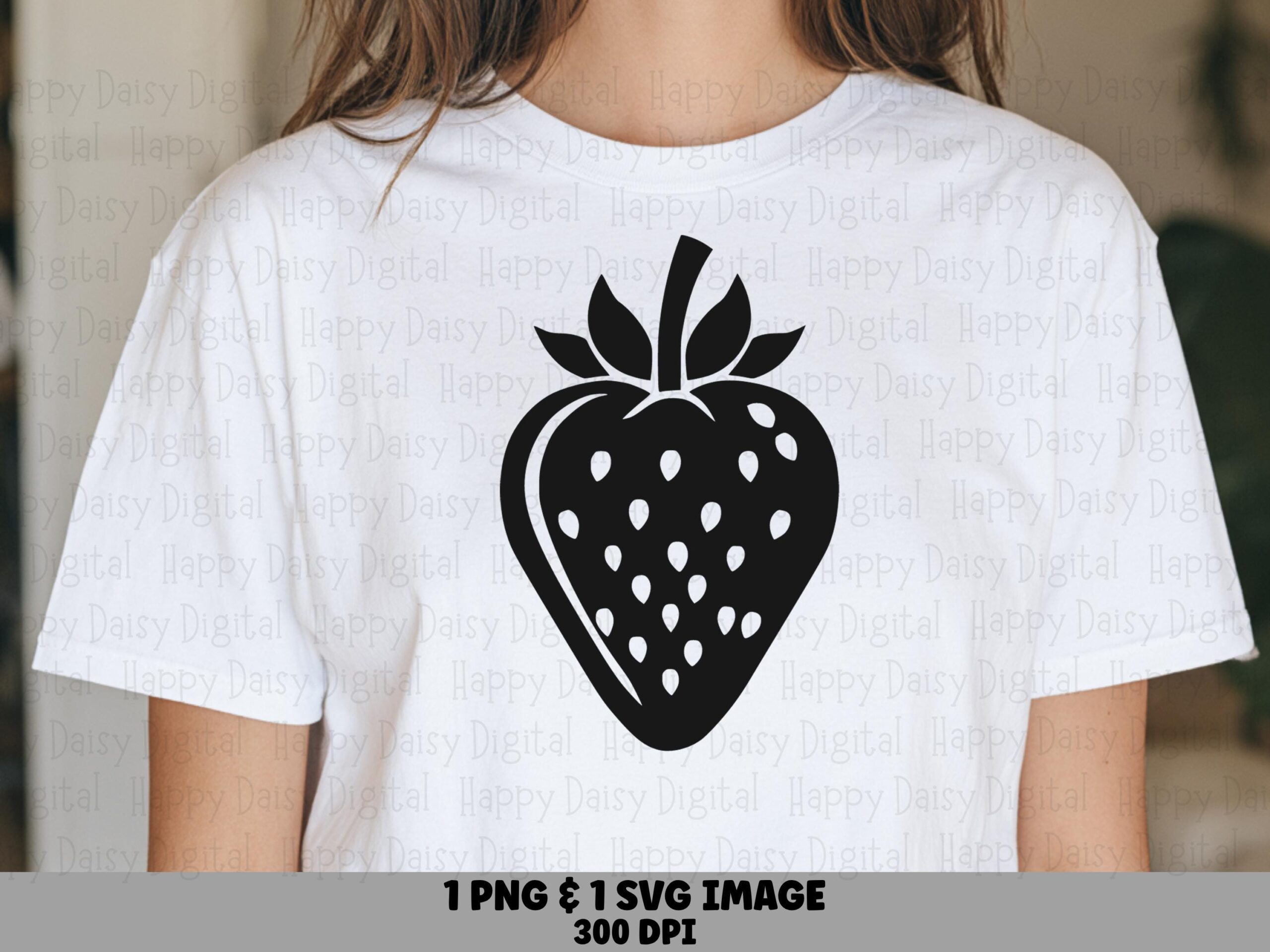 Strawberry, Bold Silhouette PNG SVG | Black Solid Shape With Seed Dots, Sublimation Design, Commercial Use, 300 DPI