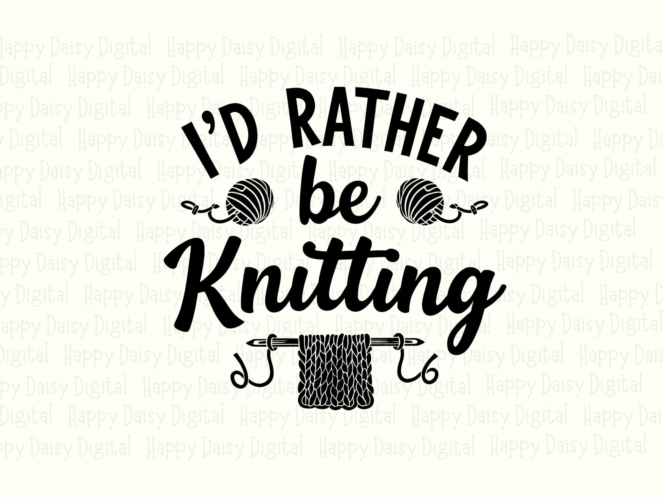 Rather Be Knitting, Whimsical Yarn Clipart | PNG SVG Sublimation | 300 dpi, Commercial Use, POD Friendly - Image 2