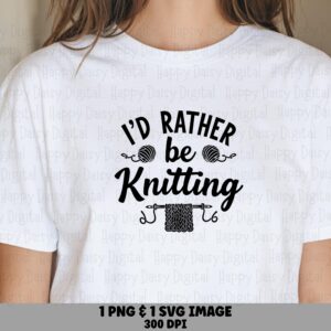 Rather Be Knitting, Whimsical Yarn Clipart | PNG SVG Sublimation | 300 dpi, Commercial Use, POD Friendly