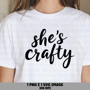 Shes Crafty, Brush Script Clipart | PNG & SVG, Commercial License, Print-Ready 300 dpi, For POD Sellers