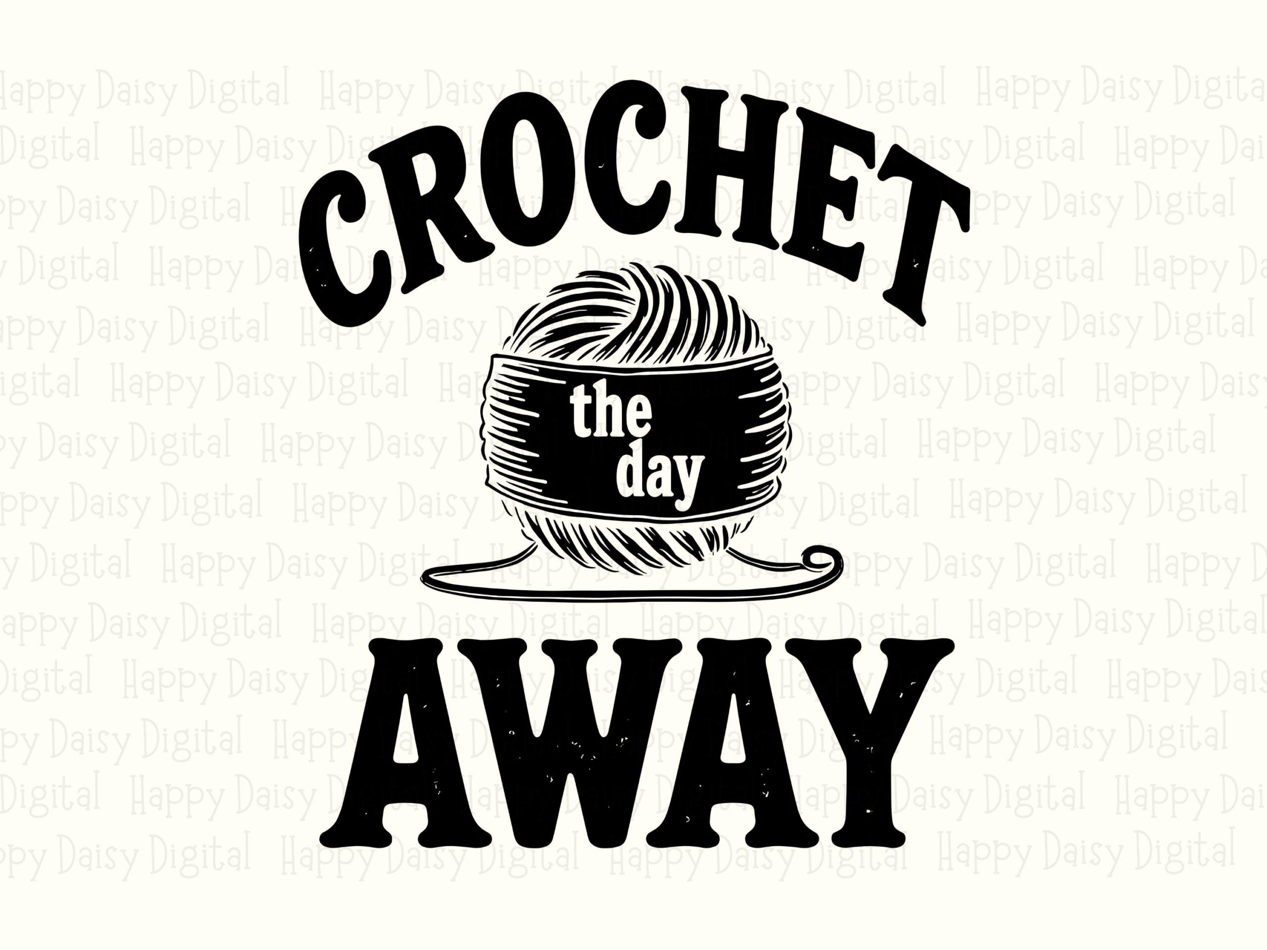 Crochet The Day, Hand-Drawn Yarn Ball Art | PNG & SVG Files, Sublimation Ready, 300 DPI, Commercial License - Image 2
