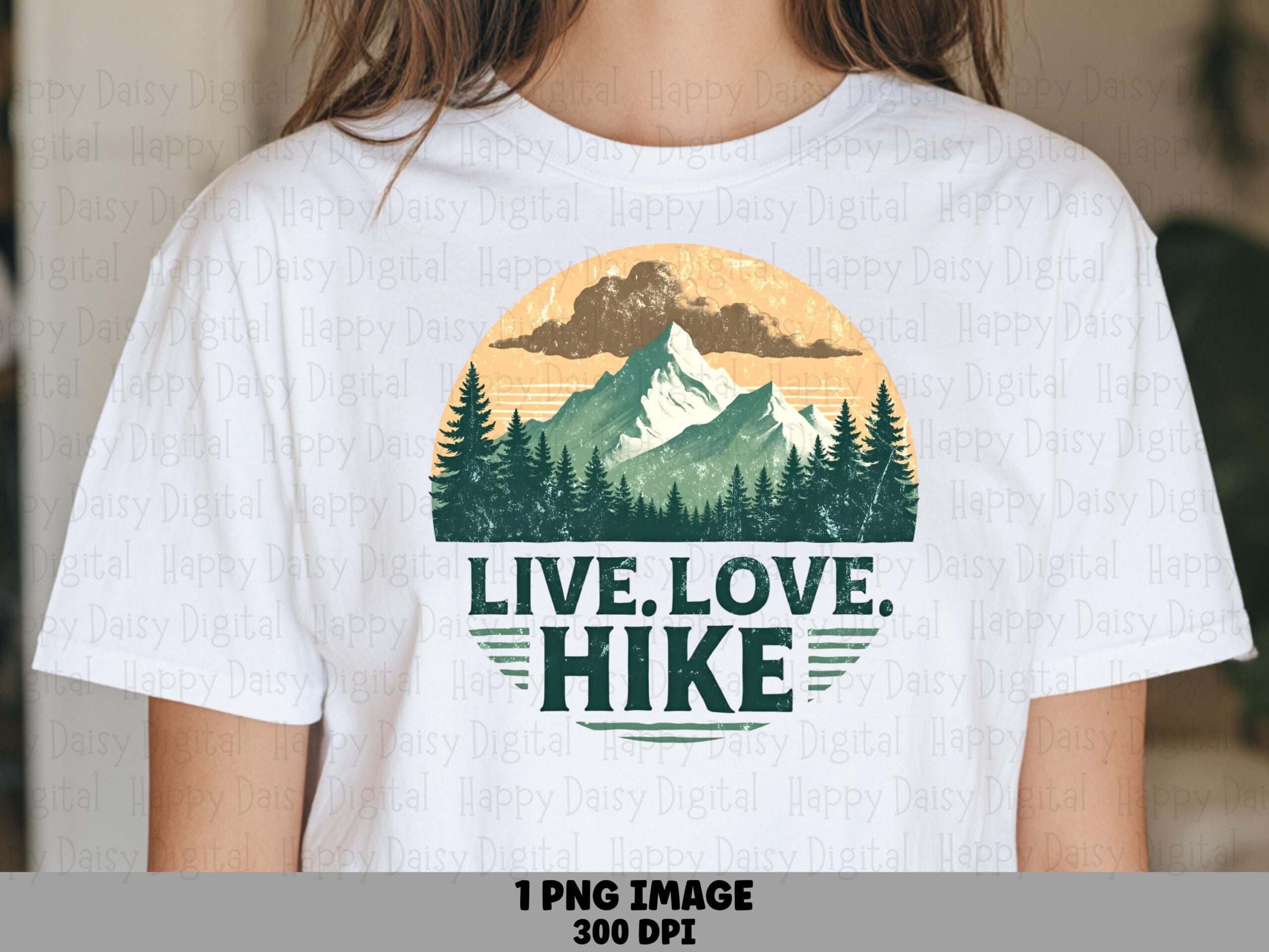 Live Love Hike, Vintage Badge PNG | Sublimation, Commercial Use - Print-Ready 300 DPI, For POD Sellers