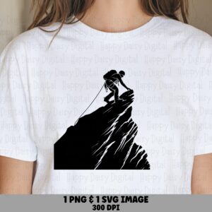 Climber Silhouette, Rock Peak PNG SVG - Bold Summit Cut File, Sublimation, Commercial Use, POD Ready