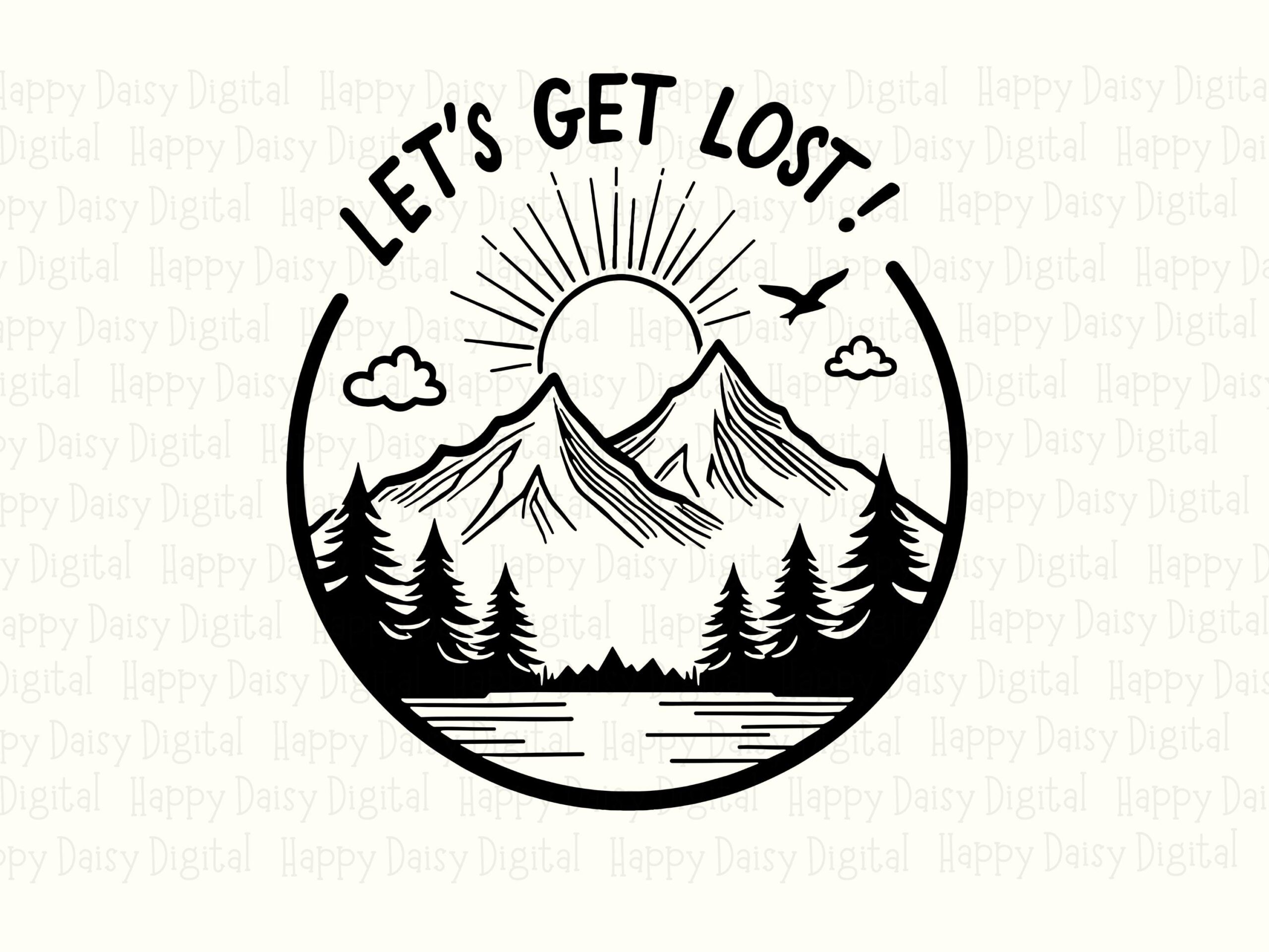 Lets Get Lost Badge, Hand-Drawn Hiking Clipart | PNG & SVG Sublimation, 300 DPI, Commercial Use - Image 2