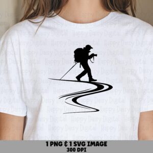 Hiker Camera, Winding Trail Silhouette PNG SVG | Commercial Use, Digital Clipart For POD Sellers | 300 dpi