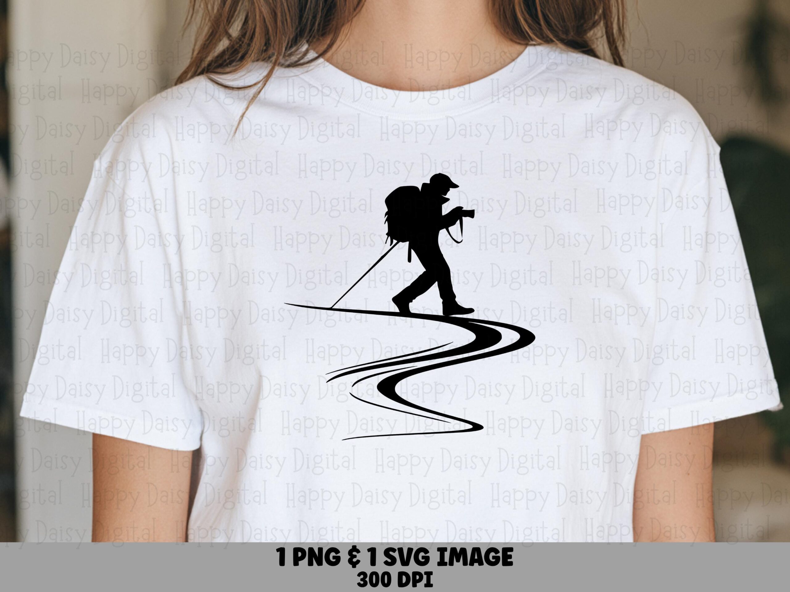 Hiker Camera, Winding Trail Silhouette PNG SVG | Commercial Use, Digital Clipart For POD Sellers | 300 dpi