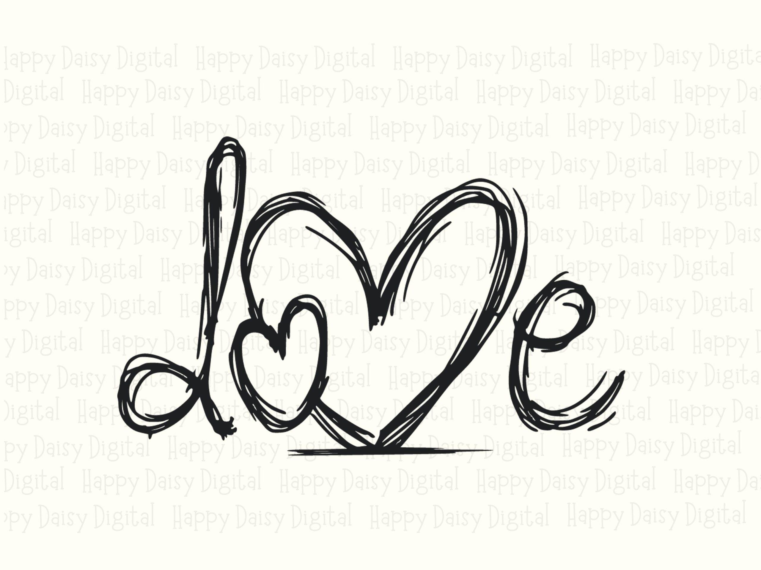 Scribble Heart, Hand Lettered Love Script PNG SVG | Sublimation Commercial Use, POD Friendly - Image 2