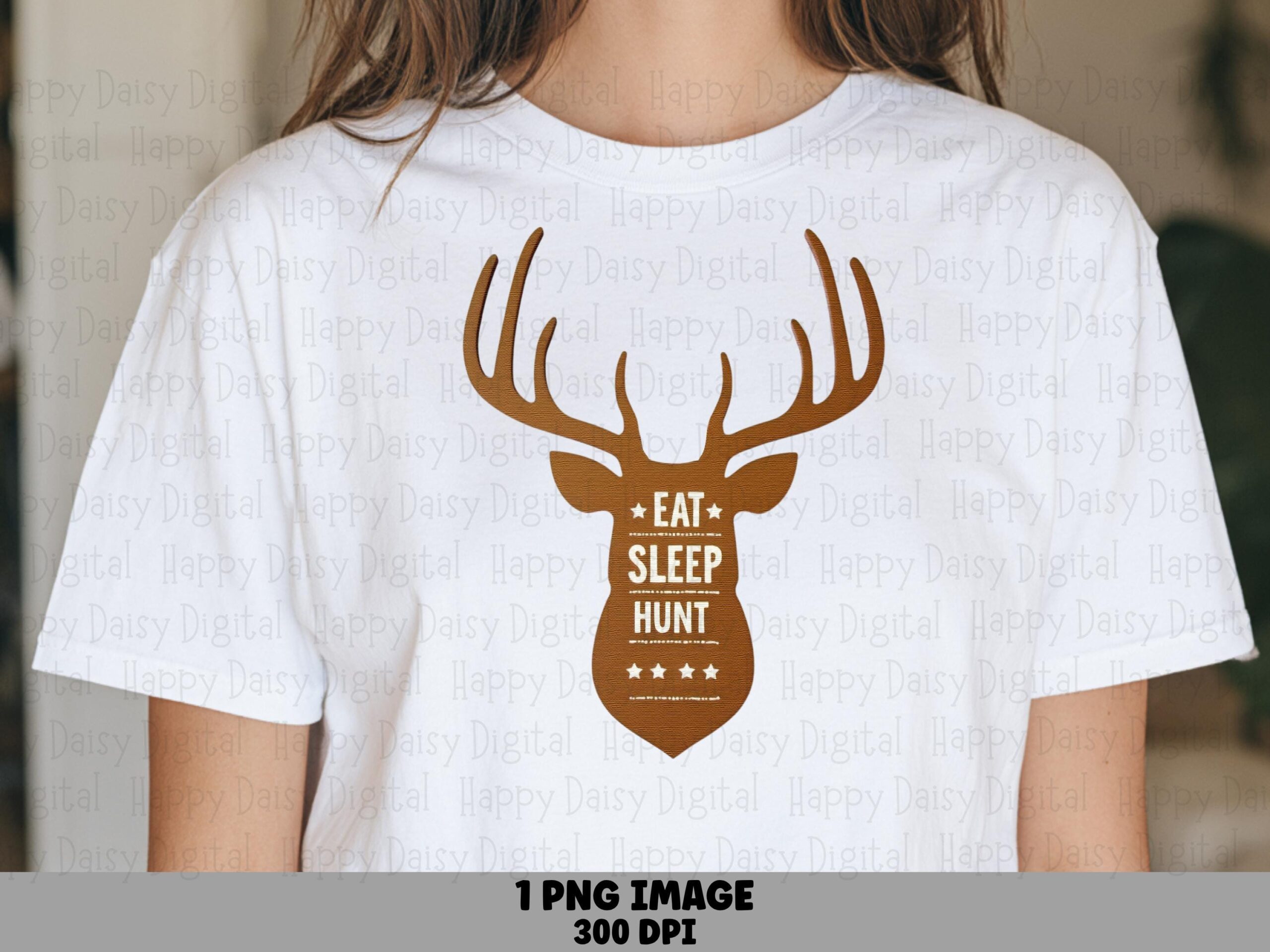 Eat Sleep Hunt, Brown Deer Antler Silhouette PNG, Hunting Quote Clipart | Sublimation Commercial Use, 300 DPI