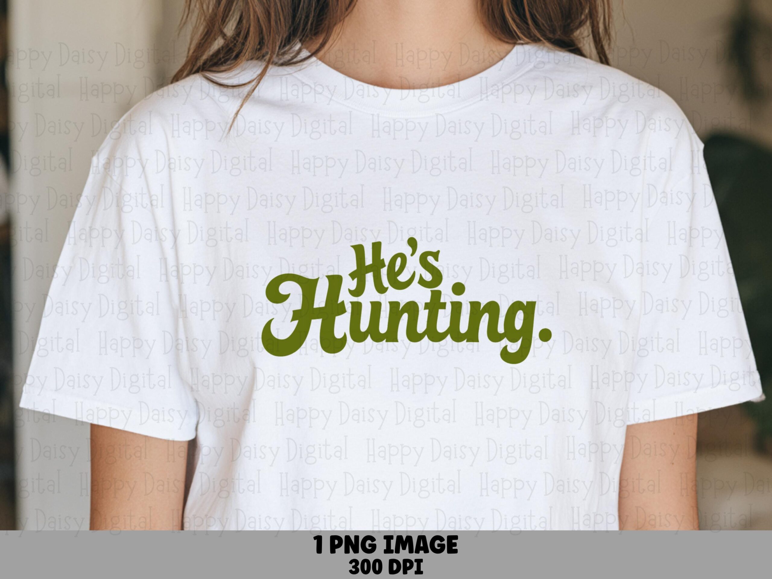 Hunting Script Text, Green Lettering PNG, Sublimation File | Commercial Use License | 300 DPI, Transparent Background