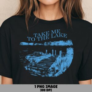 Lake Dock Sunset PNG | Sublimation Commercial Use POD