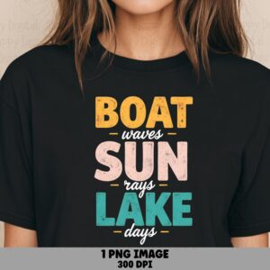 Boat Sun Lake Stack PNG | Sublimation Commercial Use POD