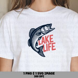 Lake Life Bass PNG SVG | Sublimation Commercial Use POD