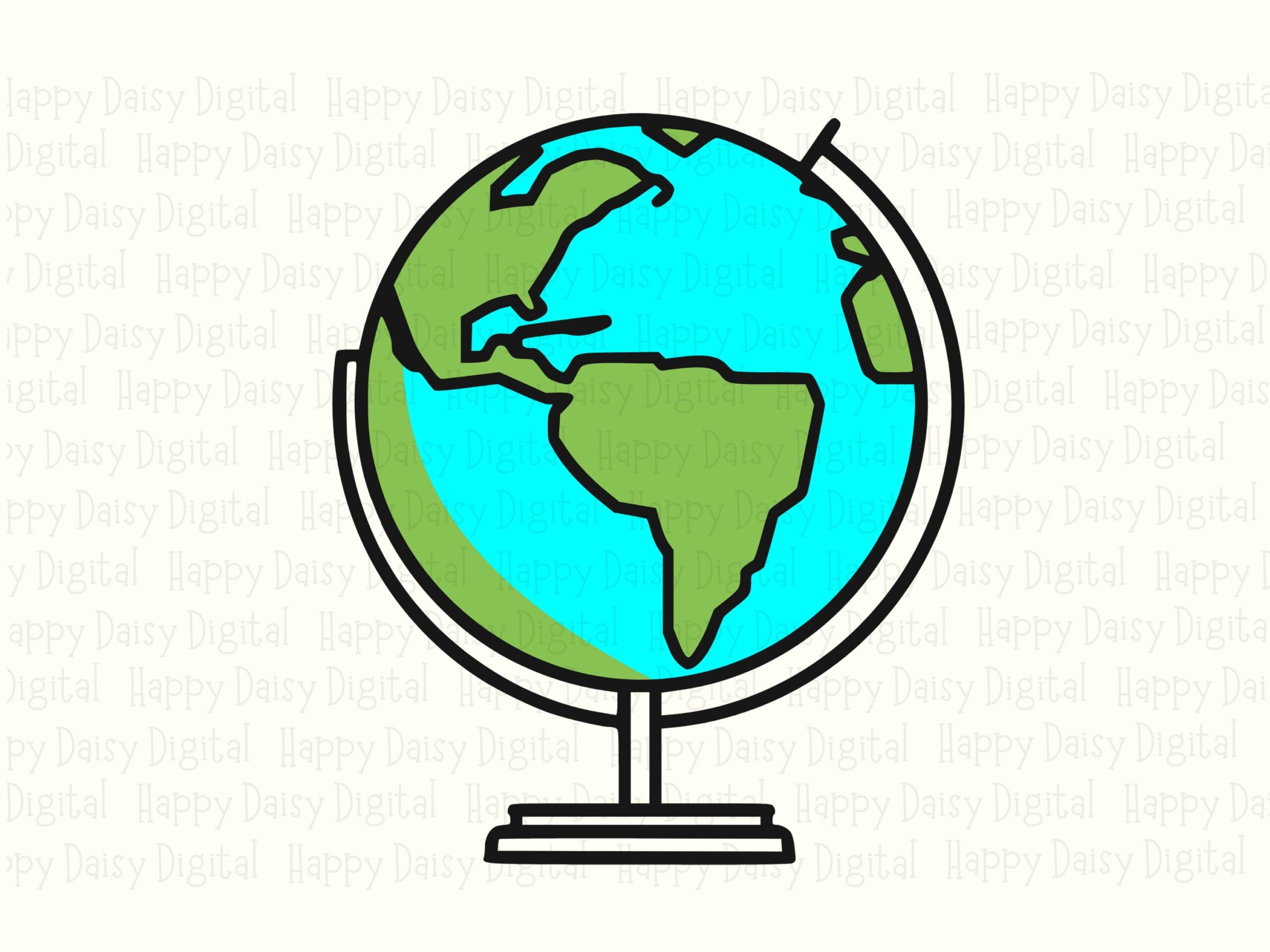 Desk Globe PNG, Cute Cartoon Clipart | SVG Included, Commercial License, Classroom Decor, Stand Art - Image 2