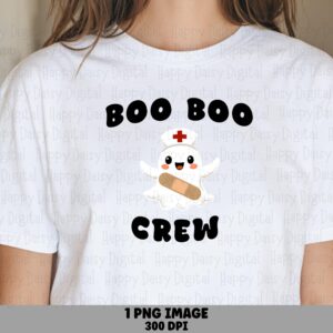 Boo Boo Crew, Cute Ghost Nurse PNG - Sublimation Design, Commercial Use, 300 DPI, Clipart For POD Sellers