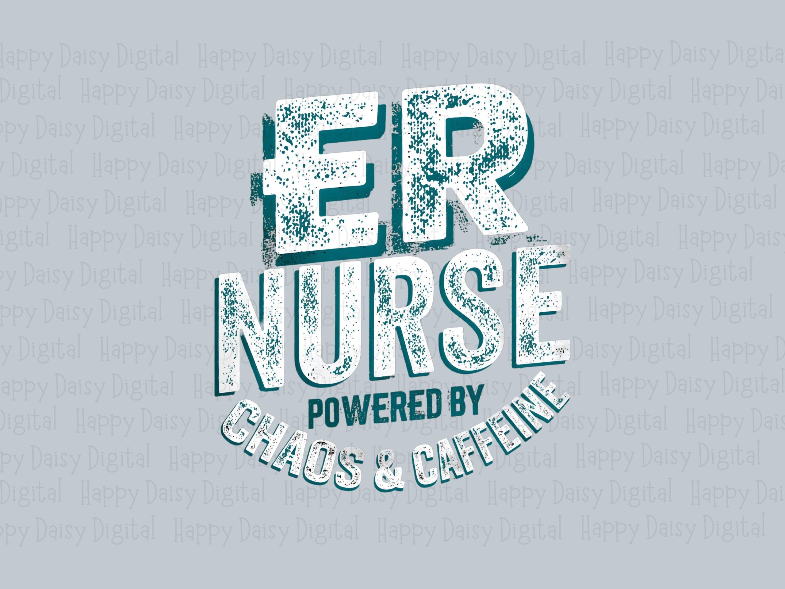 Er Nurse, Chaos & Caffeine Sublimation Design - Boo-Boo Crew Ghost, Teal White Distressed Text, PNG SVG - Image 2