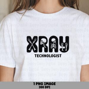 Xray Technologist, Bones Lettering PNG Sublimation Clipart | Black Skeleton Text | 300 DPI, Commercial Use